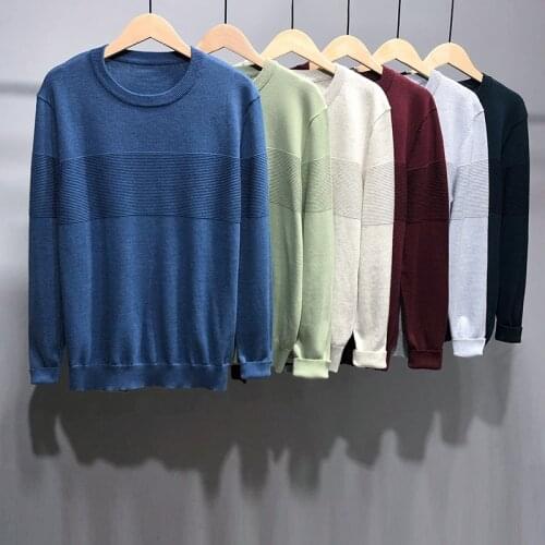 Men Solid Sweater Regular O-neck Casual Long Sleeve Knitted Male Autumn New Class Design HSM5045
