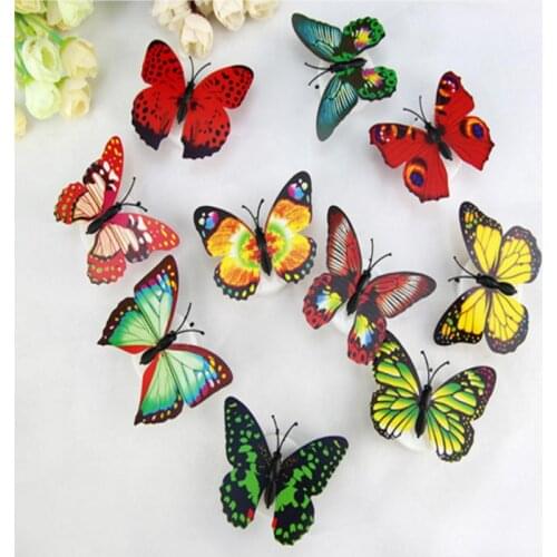 Seven-colour Light-up Butterfly Night Light Stickable LED Decorative Wall Light Home Creative Wall Decoration 5pcs/lot