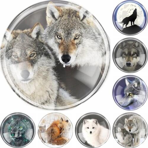 New Handmade 6 Size Glass Mixed wolf Flatback Camo Cabochon Domed DIY Jewelry Charm Photo Pendant Setting