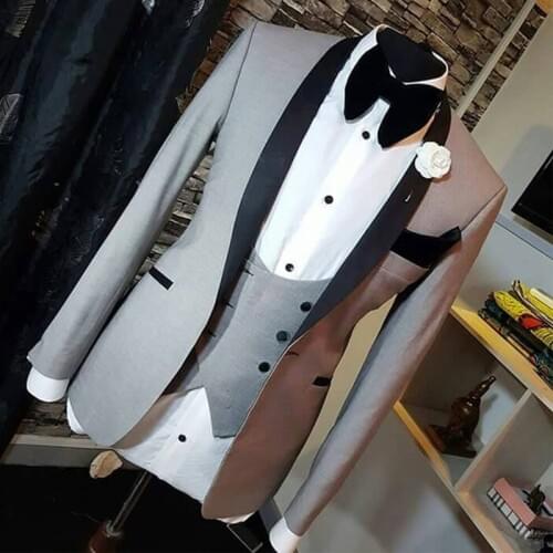 Gray Men Suits for Wedding Prom 3 piece Slim fit Formal Business Groom Tuxedos 2020 Fashion Clothes Jacket Vest with Pants