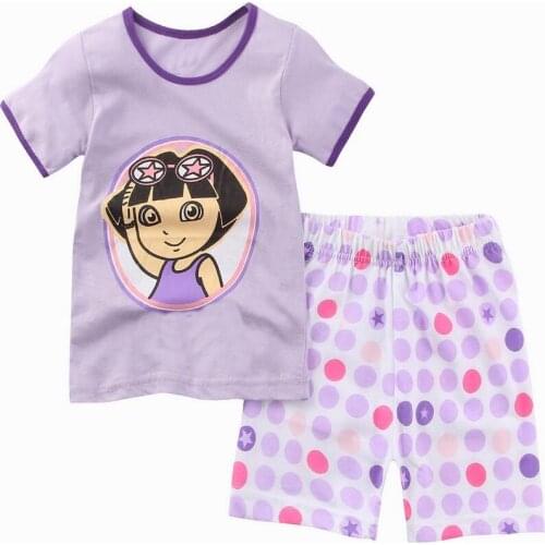 Girls Clothes Children Pajamas Kids Boys Sleepwear Toddler Homewear Cartoon Summer Pyjamas Clothes Set Short Sleeve Cotton Suit