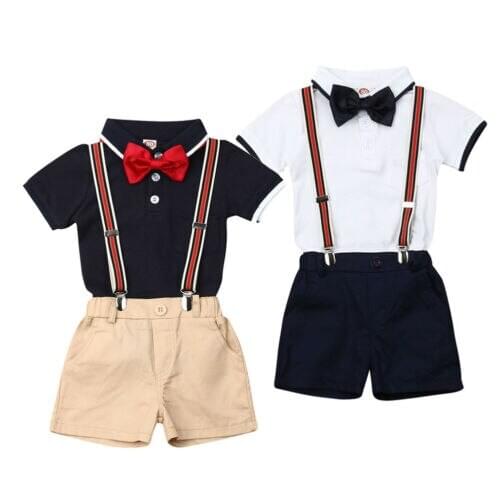 Toddler Boy Clothes 2019 Summer Casual Baby Kids Boy Gentleman Formal Suit Shirt Tops+Pants Outfit 1-5T