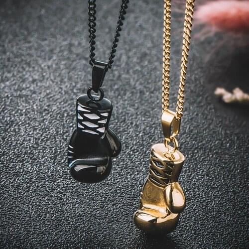 Necklace Mens Boxing Gloves Pendant Stainless Steel Hip Hop Sports Male Accessories Necklace Fashion Gold Chain Necklace Jewelry