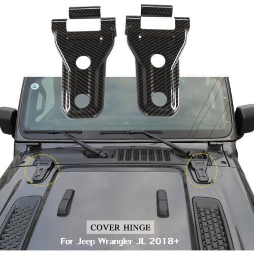 Carbon Fiber Front Engine Hood Hinge Decor Cover Trim For Jeep Wrangler JL 2018
