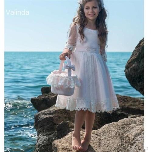 Half Sleeves Flower Girl Dress for Wedding Holy First Girl Communion Dresses