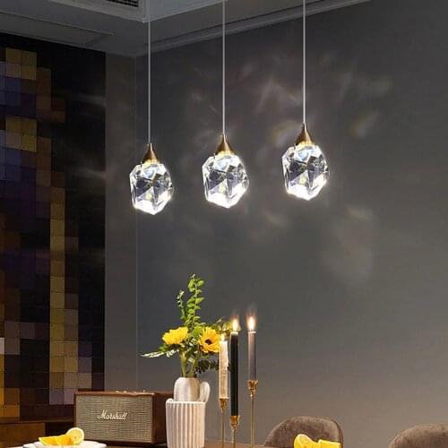 Postmodern Crystal Kitchen Hanging Lights Nordic Restaurant Dining Room Bar Luxury Led Pendant Lights Fixtures Indoor Hanglamp