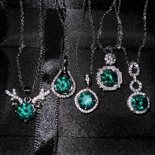 QTT Excellent Multi style Pendant Necklace Round Blue Zircon Stone Cute Silver Chain Choker Necklace Jewelry Accessories