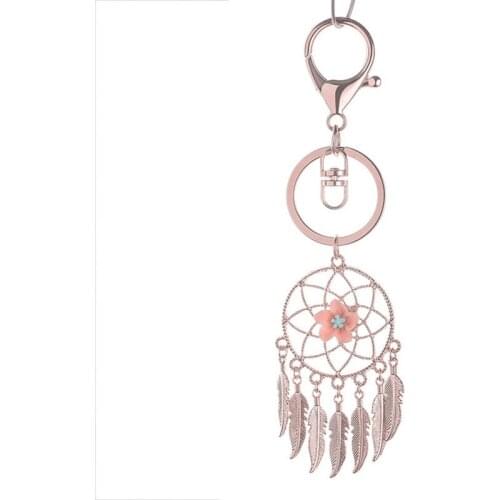 Simple Key Chain With Flower Metal Dream Catcher Key Chain Dream Catcher For Bohemian Style Pendant Wall Car Hanging Decor
