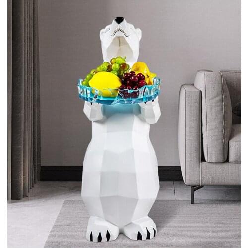 SIMPLE MODREN CREATIVE POLAR BEAR STORAGE TRAY RESIN ORNAMENTS HOME LIVINGROOM FIGURINES CRAFTS HOTEL LOBBY SCULPTURE DECORATION