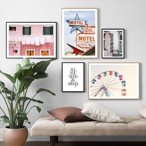 Multicolored Fairies Wheel Modern Hotel Wall Art Canvas Painting Pink Picture Posters and Prints Gallery Living Room Home Decor