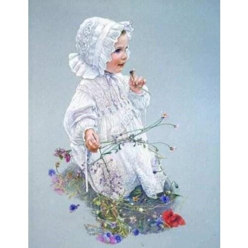 Redial Cute Girl Kid Top Quality Cross Stitch Kits 14CT Unprinted Embroidered Handmade Art Decor