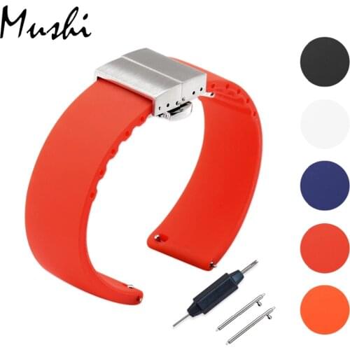 Silicone Watchband Diver Watch Band Rubber Watch Strap with New Style Butterfly Buckle Clasp 14 16mm 18mm 20mm 22mm Watch Strap