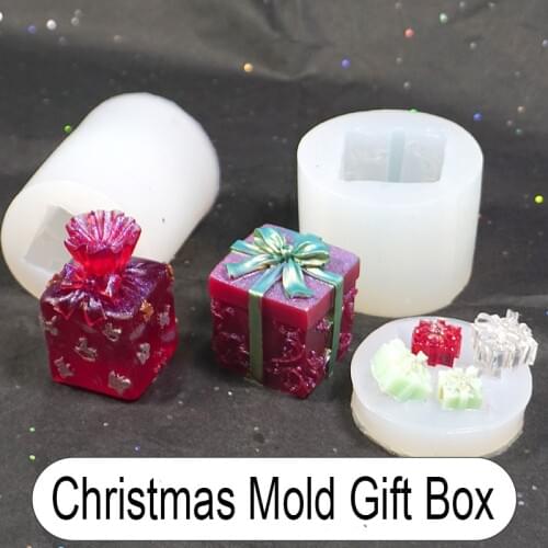 Christmas Mold Gift Box Flexible Silicone Mold Small Home Decoration Mold Resin Frosted Epoxy Resin Molds Resin Jewelry Molds