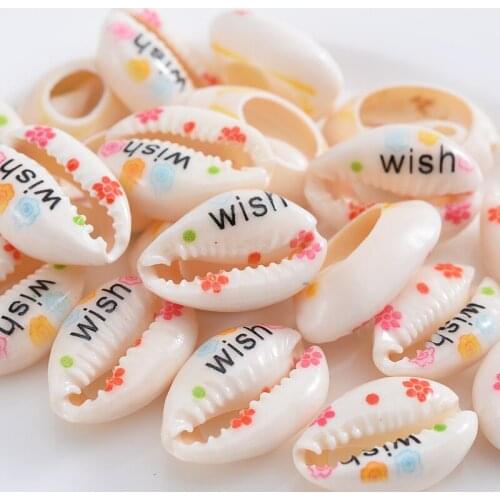 Cute Oval Shape Printing Flower Natural Shell Beads Fashion Letter Loose Spacer Beads DIY Jewelry Making Necklace Accessories