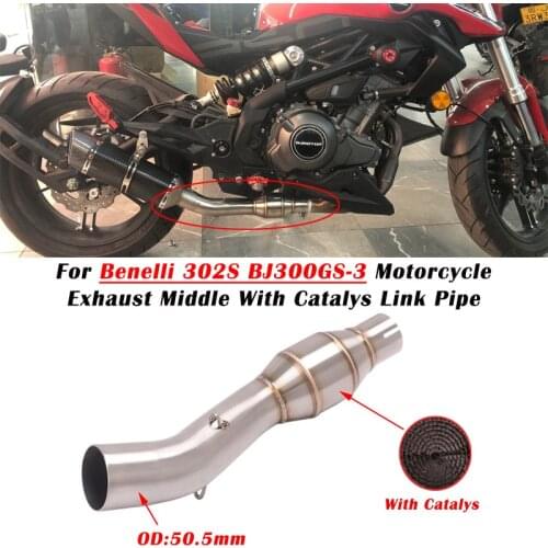 Slip On For Bebelli 302S BJ302GS-3 Motorcycle Exhasut Escape Moto With Catalys Middle Link Pipe system Modified Tube Muffler51mm