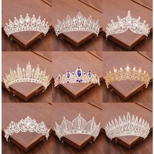 Bridal Crown And Tiara Headpiece Gold Silver Color Rhinestone Crystal Diadem Queen Crown Princess Tiaras Wedding Hair Jewelry