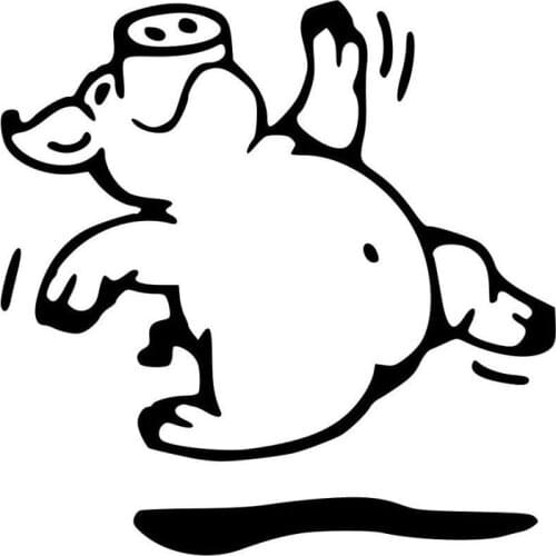 15*15CM Happy Running Pig Vinyl Car Styling Animal Farm Decal Car Stickers Accessories Black/Silver C9-2111