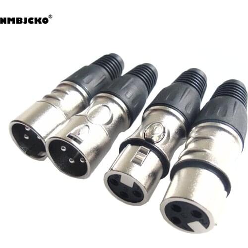 High quality new 20pcs/lot 3 Pin Pole XLR Connector with 10pcs xlr male and xlr female for Audio Cable Mic Microphone Silver