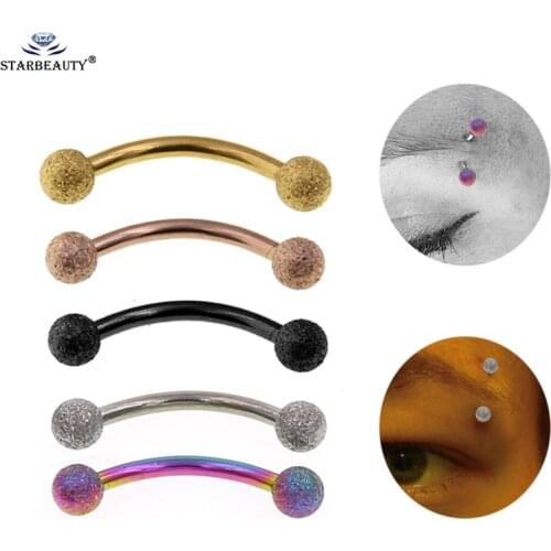 1Pc 1.2*6/8/10mm Eyebrow Piercing Industrial Labret Bar Body Jewelry Stainless Steel Helix Piercing Ring Lip Curved Barbells