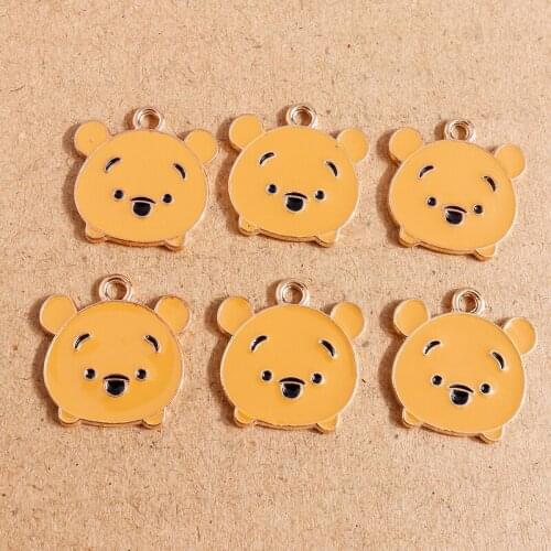 10pcs 20*20mm Cartoon Enamel Bear Charms for Jewelry Making Alloy Animal Charms Pendants Fit Necklace Earrings DIY Accessories