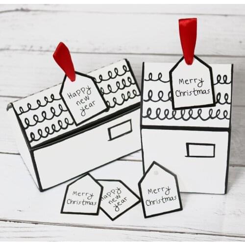 20sets White House Gift Package Cake Candy Box With Red Ribbon Paper Gift Box Wedding Favors Christmas Decoration Party Supplies