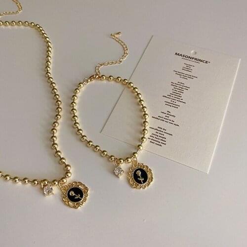 2021 Vintage Metal Rose Flower Pendant Necklace For Women Elegant Clavicle Bracelet Metal Beads Chain Statement Parures Bijoux