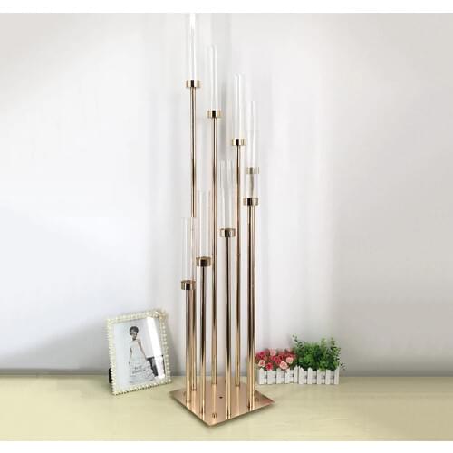 8 Heads Metal Candelabra Candle Holders Acrylic Wedding Table Centerpiece Flower Stand Candle Holder Candelabrum Home Decor