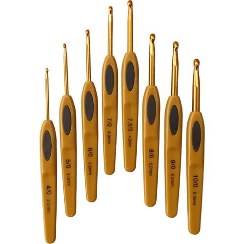 8pcs Glod aluminum Hooks and knitting accessories croche needle kit weave tools Crochet hooks so weave Set of knitting needles