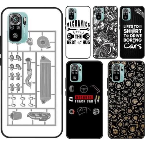 Car Parts Auto Mechanic Case For Xiaomi Redmi Note 10 9 8 Pro 9S 8T Soft Cover For Redmi 9 9A 9C 9T 8A K40 Funda