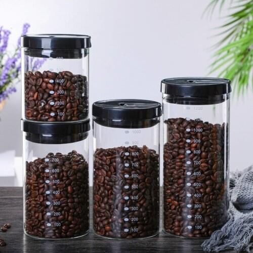 Coffee Bean Storage Tank Kitchen Sorting Seasoning Jar Glass Storage Jar Tea Jar Milk Powder Jar Bamboo Container