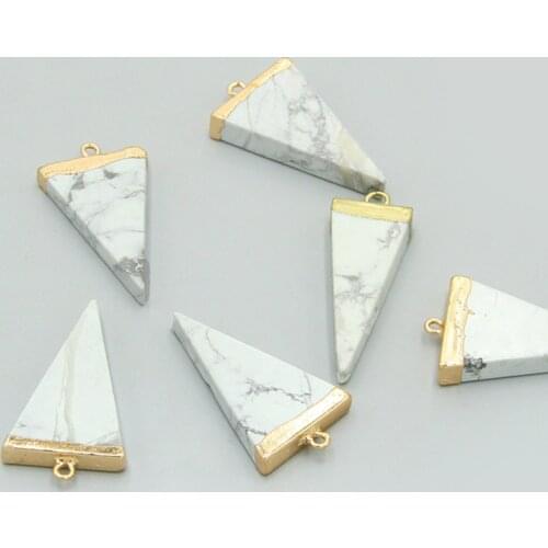 Turquois e pendant couples natural white stone agates druzy pendant men gold charm necklace pendants women Triangle stone gifts