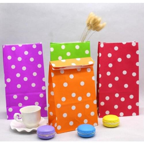 Polka dot paper bags,kraft gift paper bag, Party Favor Wedding Paper Bag Treat Bag 10pcs/lot