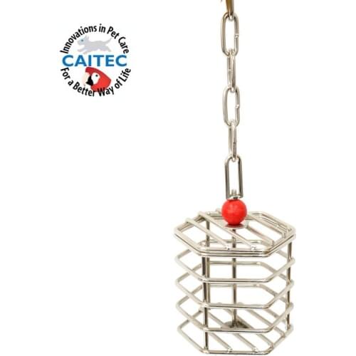 CAITEC Bird Toys Parrot Stainless Steel Multi-function Foraging Cage Parrot Feed Device Bird Food Container