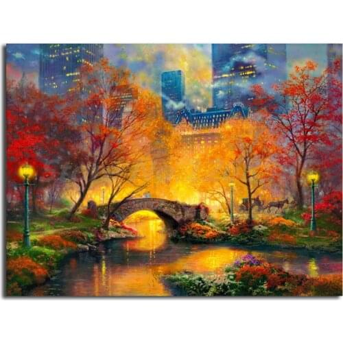 Central Park In the Fall Canvas Painting Print For Living Room Home Decor Modern Wall Art Oil Painting Poster