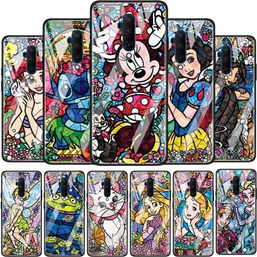 Disney Mosaic Stitch Princess Tempered Glass Cover For OnePlus Z 7 8 9 7T 8T 9R Nord 5G Pro Silicone Phone Case Coque