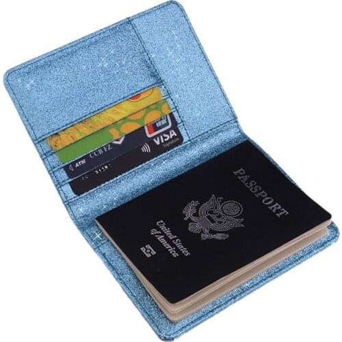 Newest 2020 Women Luxury Travel Portable Passport Holder Protector Cover Case RFID Blocking PU Leather Sequins Wallet NEW 2020