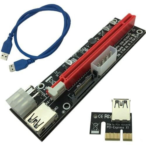 Black Board 60cm PCI-E PCI Express Extender Riser Card 1x to 16x USB 3.0 SATA 4Pin 6Pin IDE Molex Power for Mining Bitcion Miner
