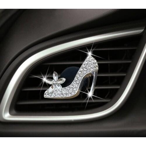 Crystal High Heel Car Decoration Car Air Freshener Auto Outlet Perfume Clip Car Scent Diffuser Bling Car Accessories For Girls