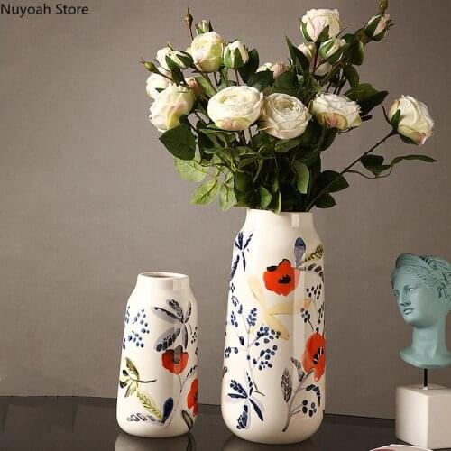 Hand-painted Ceramic Vase Decoration Flower Arrangement Dried Flower Accessories Countertop Vase/home Decoration Accessories