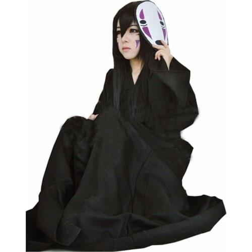 2017 Black Spirited Away A Voyage of C No Face Men Japanese Anime Cosplay Kimono