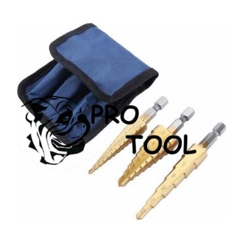 3pcs Hss Cone Step Drill Bit Metal Wood Hole Cutter Titanium Coated Sae Cone Drill Bit 3/16"-1/2'' 1/4"-3/4'' 1/8"-1/2'' + Punch