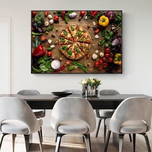 Creative Love Pizza Wall Decor Art Canvas Prints Realist Organic Vegetables Decorative Canvas Paintings For Kitchen Wall Decor