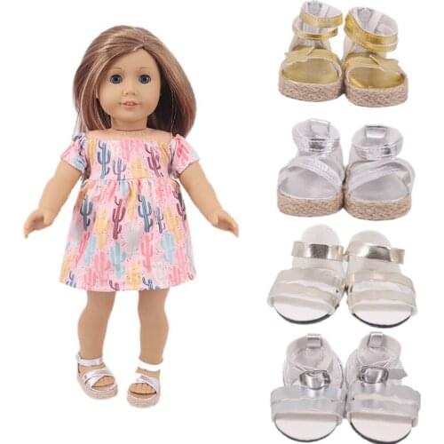 Doll Thick Heel Sandals Summer Suitable 18 Inch American 43cm Baby Doll Shoes Accessories,Girls Toys,Generation,Birthday Gifts