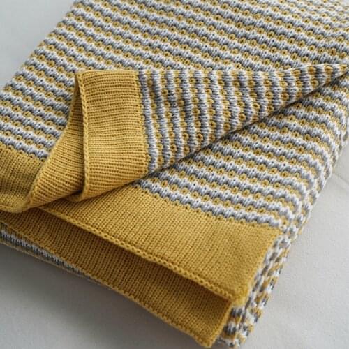 New Nordic stripes knitted blanket thick sofa cover soft Bedspread home hotel bed end decoration leisure blanket warm shawl