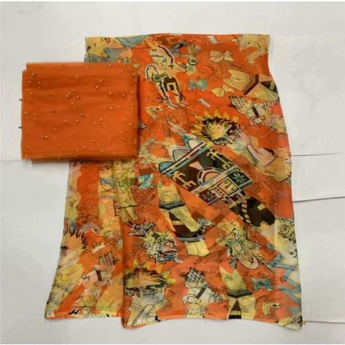 New Design High Quality Fashion Printed Silk Chiffon Fabric 5 Yards And 2 Yards Of Tulle Chiffon Fabric! LXF533