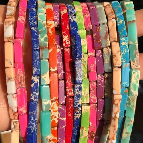 Natural Sea Sediment Turquoises Imperial Jaspers Snakeskin Long Cylinder Spacer Beads For Jewelry Making Diy Bracelet Necklace