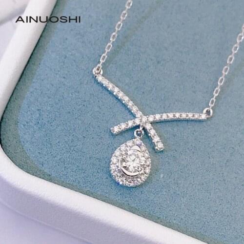 AINUOSHI Handmade 18K Gold Round Cut 0.20 Carat Necklace Anniversary Surprise Women Jewelry Suitable For All Moments 18