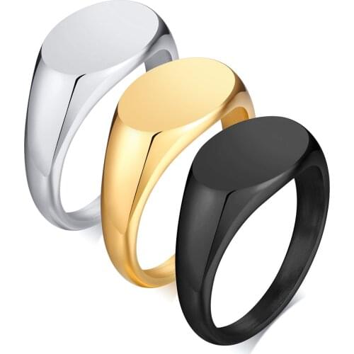 Personalized Oval Sigent Ring, Stainless Steel Women Rings, Pinky Jewelry