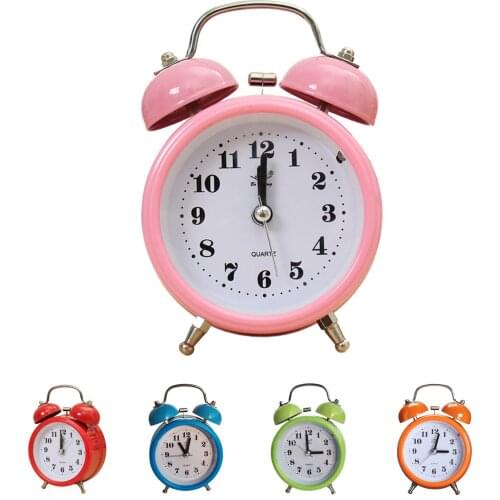 Portable Fashion Classic Silent Double Bell Alarm Clock Quartz Movement Bedside Night Light Best Quality