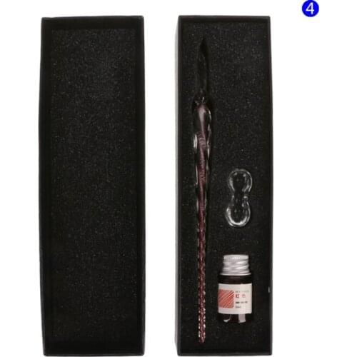 Drop Ship&Wholesale Crystal Glass Dip Pen Set Non-carbon Ink Fountain Signature Pen Writing Tools Nov.8